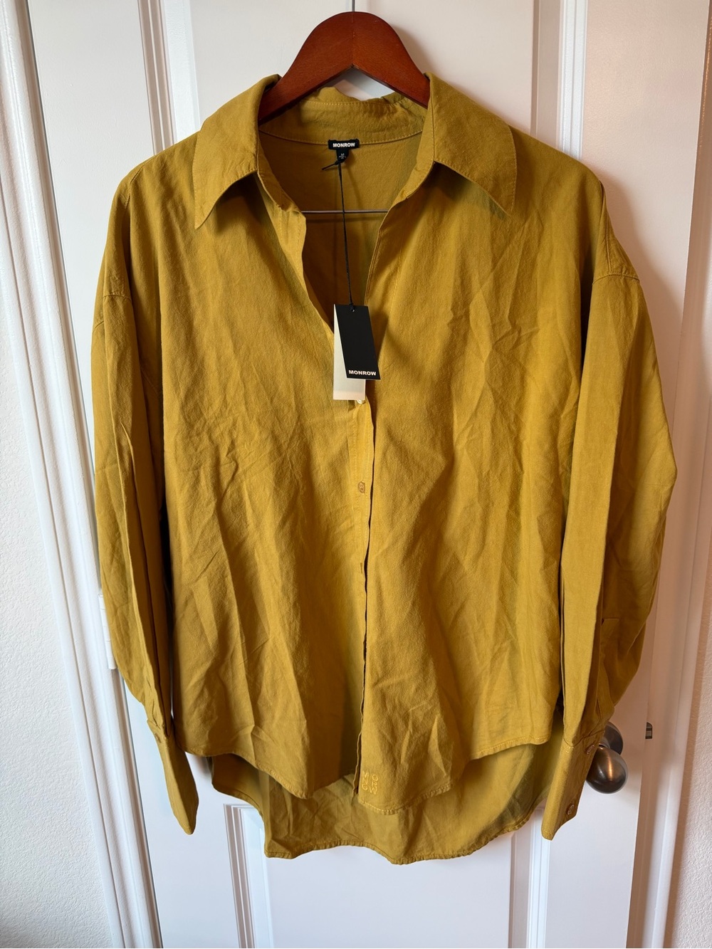 ⚡️NWT Monrow Poplin Overwized Button-Down Shirt in Mustard Yellow